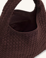 Laura Sac à bandoulière tressé en suédine - Marron Foncé