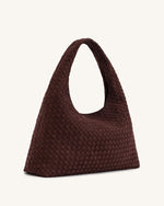 Laura Sac à bandoulière tressé en suédine - Marron Foncé