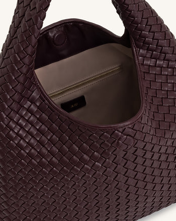 Laura Sac à main épaule tressé – Bourgogne profond