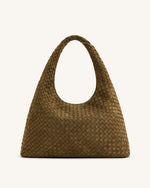 Sac à bandoulière tressé en suédine Iaura - Vert olive