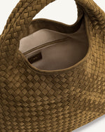 Laura Sac à bandoulière tressé en suédine - Vert olive