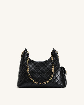 Vivian Sac à bandoulière matelassé à chaîne - Noir
