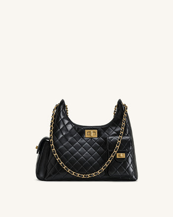 Vivian Sac à bandoulière matelassé à chaîne - Noir