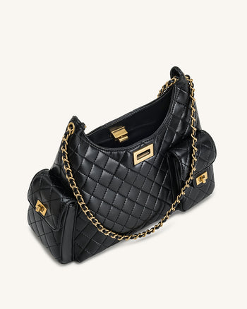 Vivian Sac à bandoulière matelassé à chaîne - Noir
