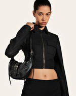 Le sac à bandoulière écrasé Tessa - Noir