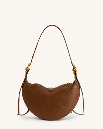 Sac bandoulière Tessa en cuir froissé - Marron