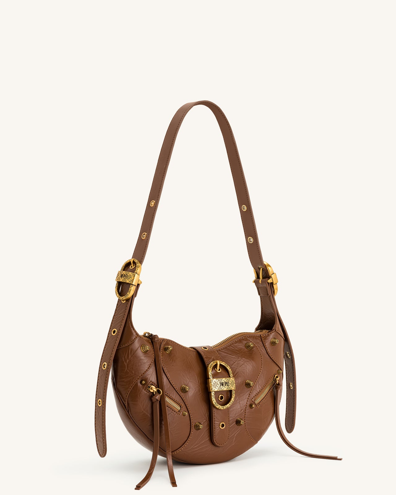 Sac bandoulière Tessa en cuir froissé - Marron