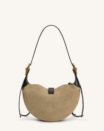 Tessa Sac à bandoulière clouté en faux daim - Vert kaki