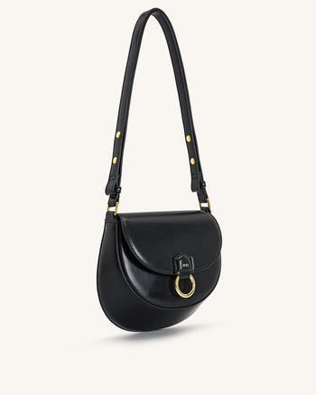 Diana Sac besace à rabat anneau - Noir