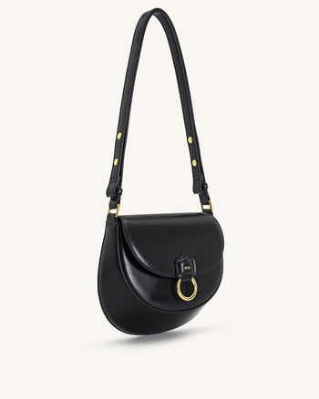 Diana Sac besace à rabat anneau - Noir