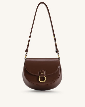 Diana Sac besace à rabat anneau - Marron