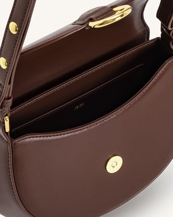 Diana Sac besace à rabat anneau - Marron