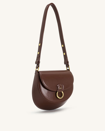 Diana Sac besace à rabat anneau - Marron
