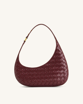 Sac à épaule Harlee avec texture tressée – Bordeaux