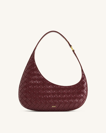 Sac à épaule Harlee avec texture tressée – Bordeaux