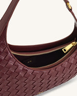 Sac à épaule Harlee avec texture tressée – Bordeaux