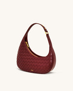 Sac à épaule Harlee avec texture tressée – Bordeaux