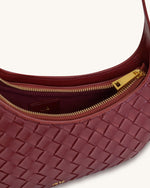 Sac à épaule Harlee avec texture tressée – Bordeaux