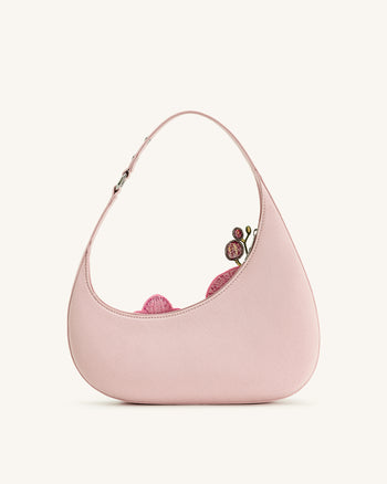 Sac porté épaule Harlee brodé d’orchidées – Rose