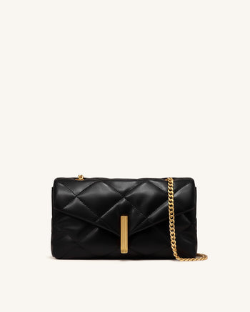 Valerie Sac à bandoulière bouffant à fermoir barre - Noir