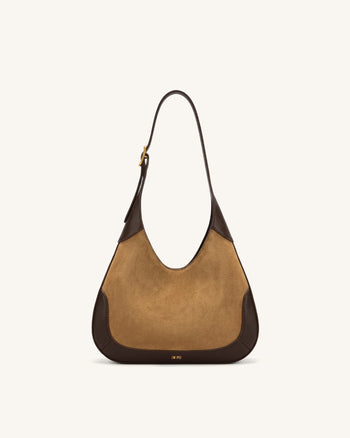 Willow Sac hobo avec garniture en suédine - Marron