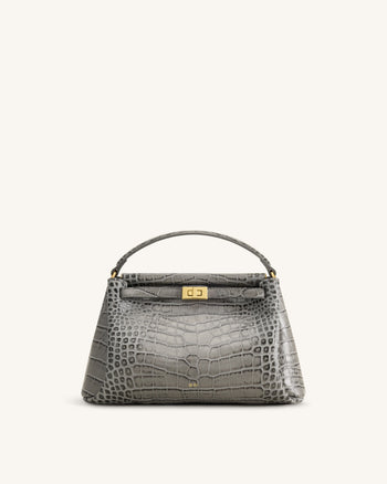 Carmen Sac à main aspect crocodile - Gris