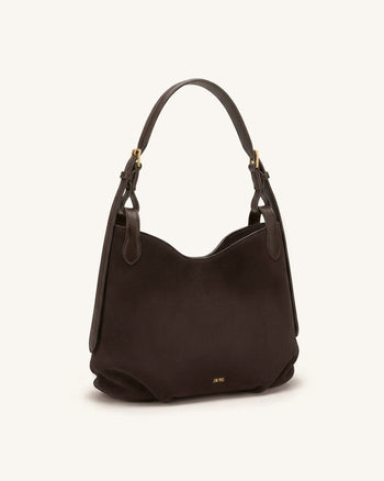 Velora Sac porté épaule souple en faux daim - Marron foncé