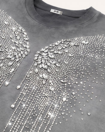 T-shirt The Angelic Dripping Crystal Wings - Gris délavé