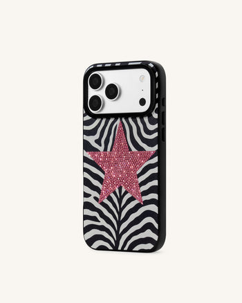 Coque de téléphone étoile zébrée - Noir
