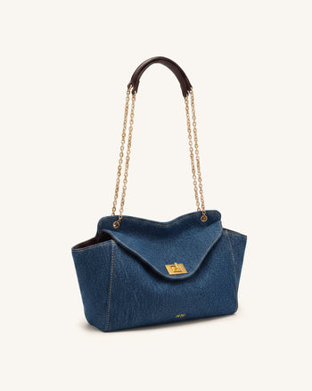 Lucia Sac à bandoulière enveloppe à chaîne - Jean bleu