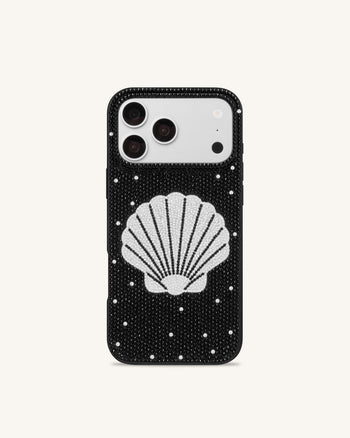 Coque de téléphone cristal artificiel coquillage - Noir