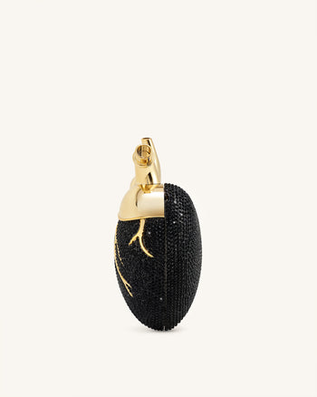 Sac en forme de cœur en cristal artificiel – Noir/Or