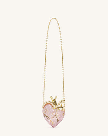 Maren sac à bandoulière en forme de cœur avec cristaux artificiels - Rose