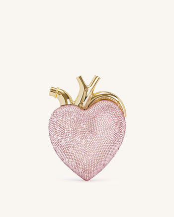 Maren sac à bandoulière en forme de cœur avec cristaux artificiels - Rose