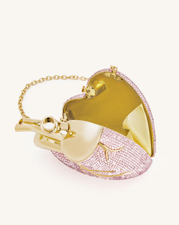 Maren sac à bandoulière en forme de cœur avec cristaux artificiels - Rose