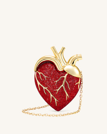 Sac Maren en forme de cœur en cristal artificiel – Rouge