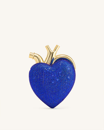 Sac Maren en forme de cœur en cristal artificiel – Bleu cobalt