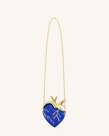 Sac Maren en forme de cœur en cristal artificiel – Bleu cobalt
