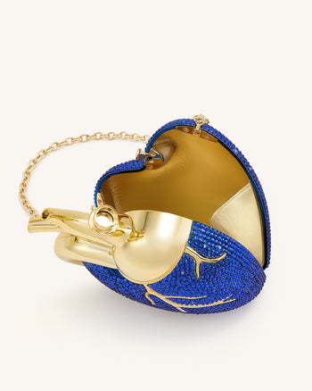 Sac Maren en forme de cœur en cristal artificiel – Bleu cobalt