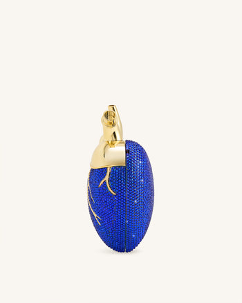Sac Maren en forme de cœur en cristal artificiel – Bleu cobalt