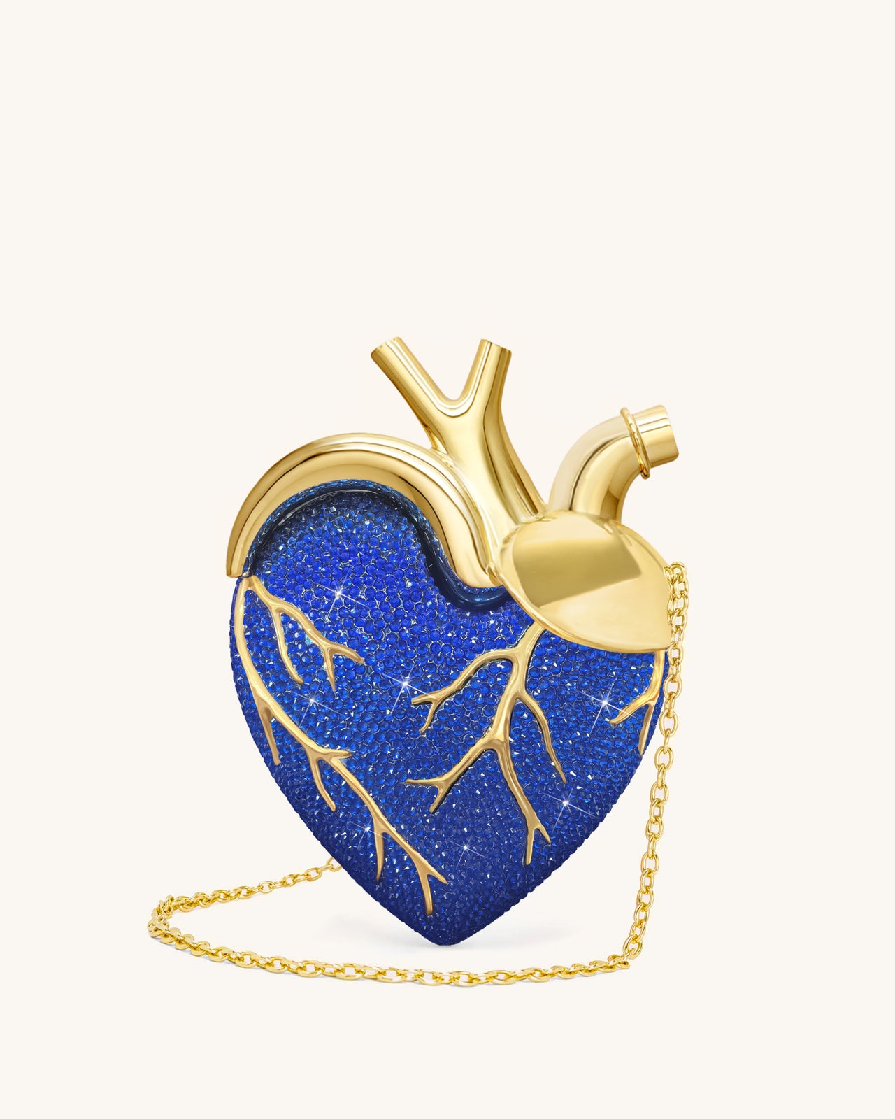 Sac Maren en forme de cœur en cristal artificiel – Bleu cobalt