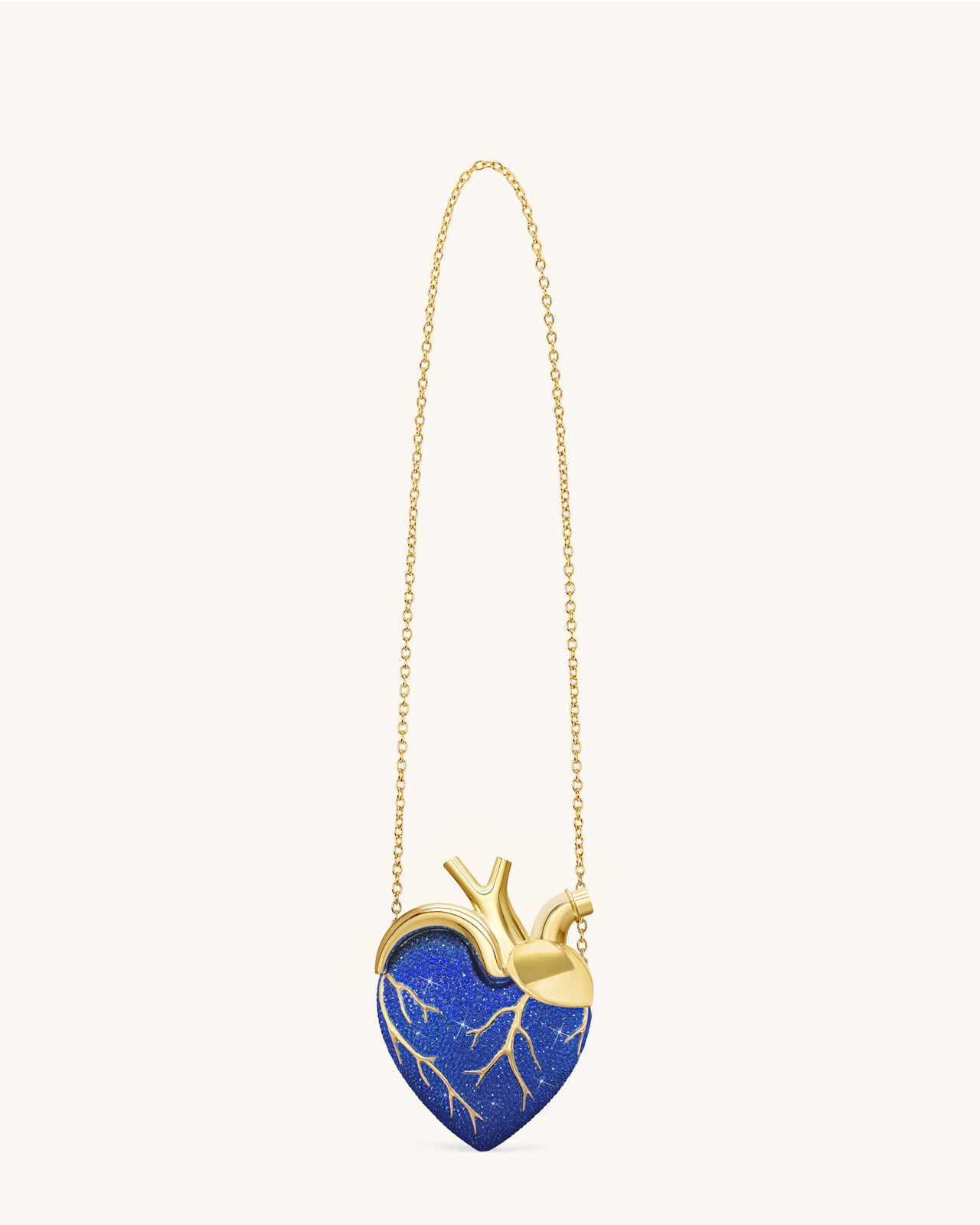 Sac Maren en forme de cœur en cristal artificiel – Bleu cobalt