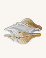 Pochette en forme de coquillage avec cristaux synthétiques – Or