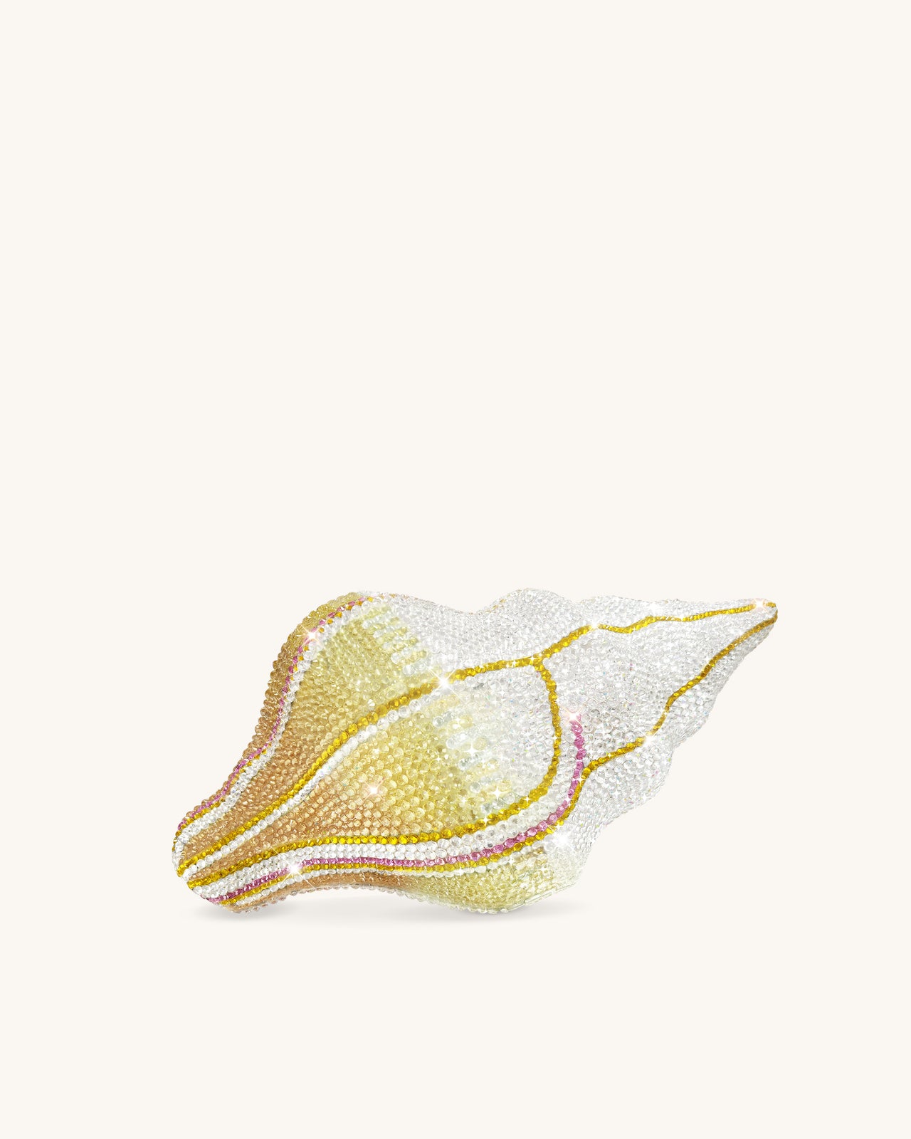 Pochette en forme de coquillage avec cristaux synthétiques – Or