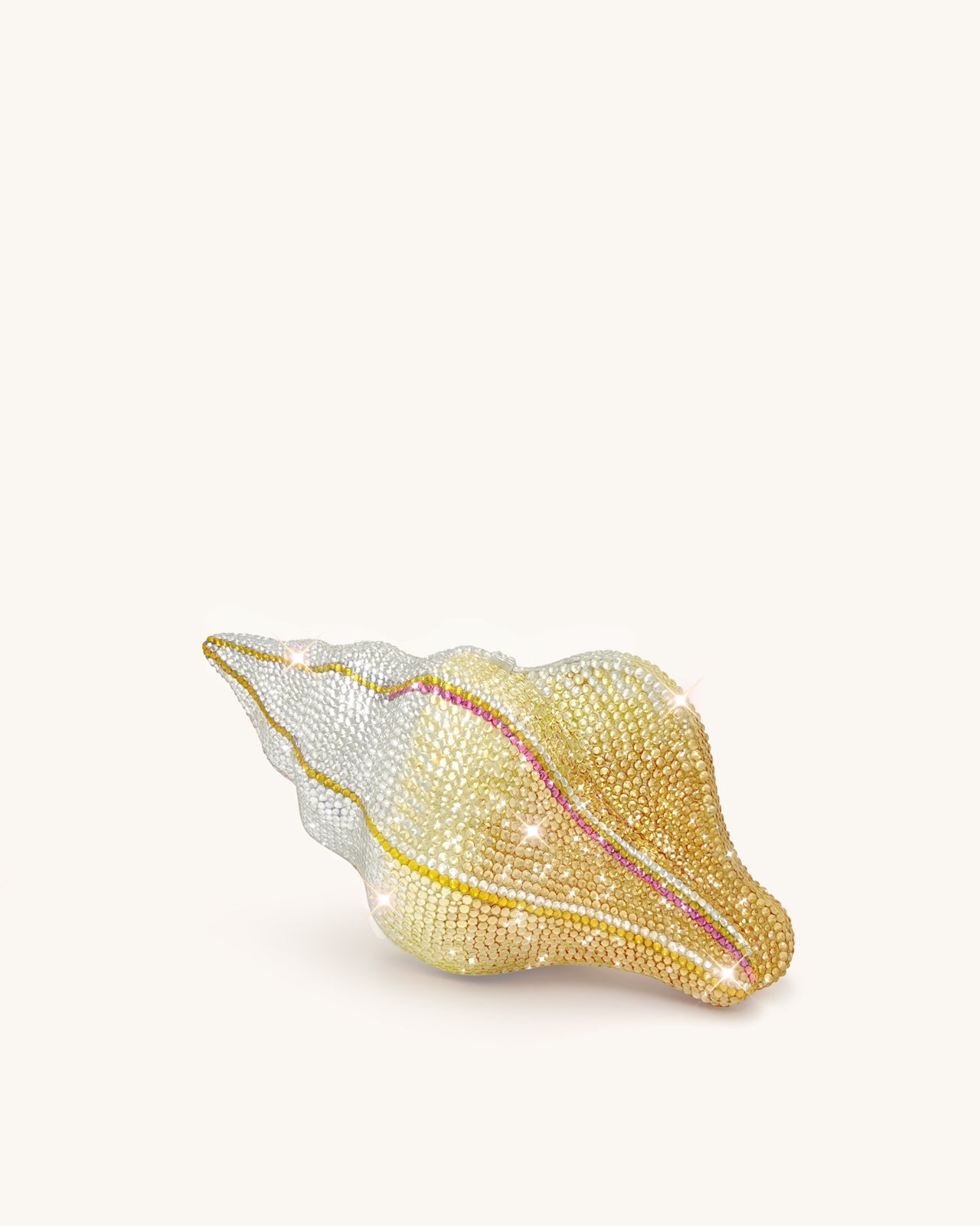 Pochette en forme de coquillage avec cristaux synthétiques – Or