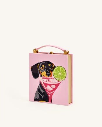 Pochette en forme de livre à motif chiot Taya - Rose