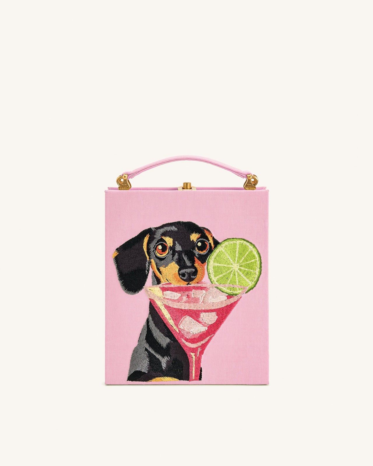 Pochette en forme de livre à motif chiot Taya - Rose