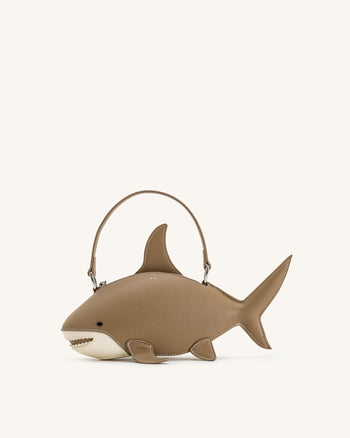 Sac Nerys à poignée supérieure effet requin - Marron clair
