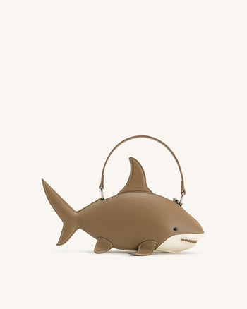 Sac Nerys à poignée supérieure effet requin - Marron clair