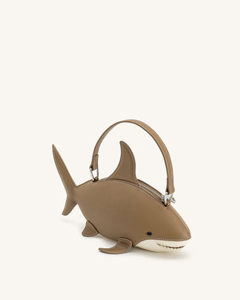 Sac Nerys à poignée supérieure effet requin - Marron clair
